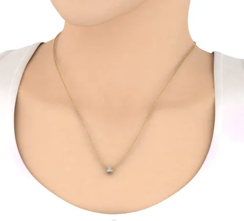 Vista 3 de Collar con colgante de diamantes de 3 piedras de 0,30 quilates en oro macizo de 10 quilates