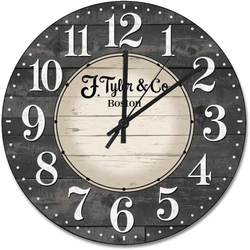 Vista 9 de ArogGeld Boston Harbor - Reloj de pared gris de madera rústica de 10 pulgadas, silencioso, sin tictac, funciona con pilas, para sala de estar
