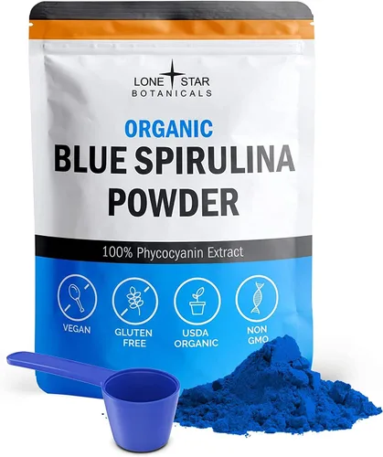 Vista 9 de Polvo de espirulina azul orgánico, 100% puro superalimento de algas azul-verdes, sin olor a pescado, colorante natural para batidos y bebidas