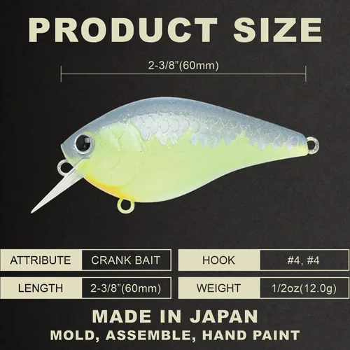 Vista 2 de LUCKY CRAFT LC 1.5 Silent Squarebill Crankbait Fishing Lure, 2-3/8", Bass Fishing Lures for Freshwater, Hard Crankbait with Treble Fishing Hooks