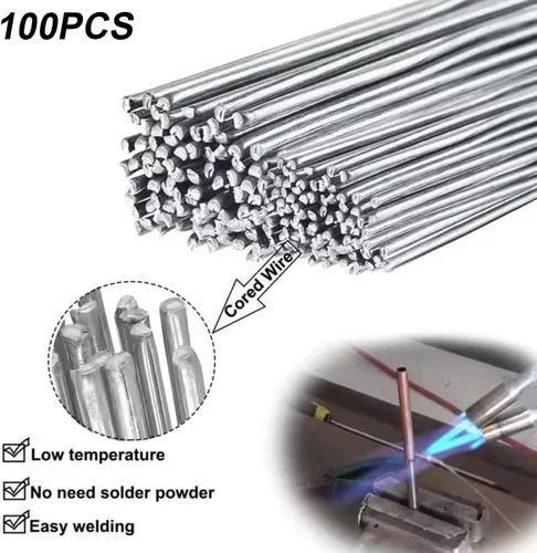 Vista 2 de 100 Pieces Flux Core Aluminum Welding Rods Easy Melt Welding Sticks