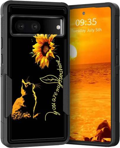 Vista 77 de Funda para Pixel 6A, Híbrida de Doble Capa de Servicio Pesado Resistente a Prueba de Golpes PC Duro + Funda Protectora de Silicona Suave para Google