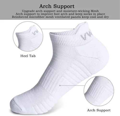 Vista 3 de VWELL Calcetines deportivos para correr para hombres y mujeres calcetines acolchados de tobillo deportivos calcetines de corte bajo absorben