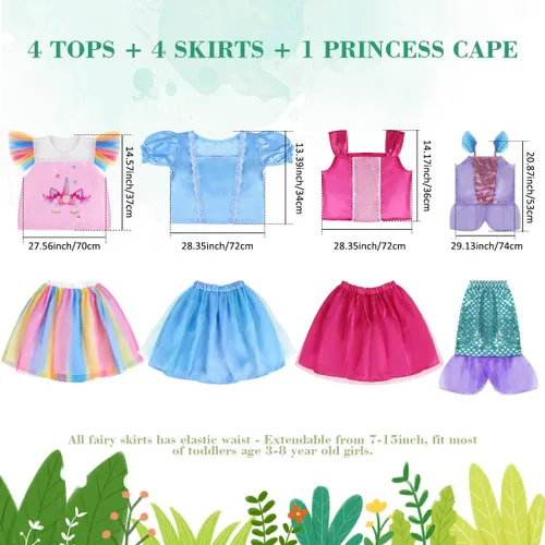 Vista 8 de Meland Princess Dress up Trunk - Dress up Clothes for Little Girls - Princess Costume Toy Gift Girls 3-8 Pretend Play