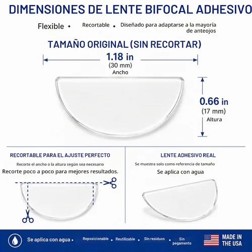 Vista 2 de Calabria Hydrotac OPTX 20/20 Lentes de Lectura Bifocales Adhesivas de Aumento para Gafas de Sol Reutilizables