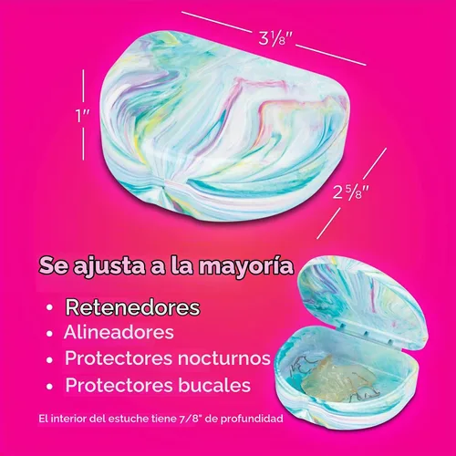 Vista 5 de Practicon Estuches para Retenedores de Mármol, Estuche para Alineador de Ortodoncia, Soporte para Protector Bucal (Paquete de 3) (Algodón de Azúcar)