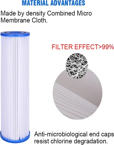 Vista 4 de CFS Paquete de 2 cartuchos de filtro de agua plisados de poliéster para sedimentos compatibles con modelos W50PE, WFPFC3002, SPC-25-1050, FM-50-975