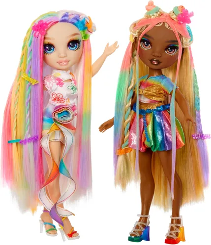 Vista 6 de Tiza para cabello y estilo Meline de Rainbow High – Muñeca de 11" arcoíris y dorada. Tiza para cabello lavable de arcoíris, color, estilo, juego