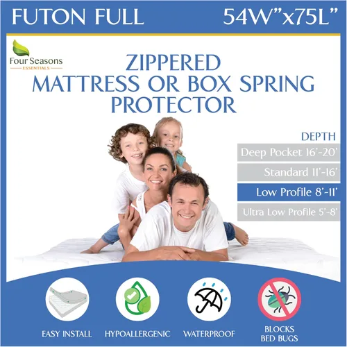 Vista 16 de Protector de colchón para sofá cama tamaño individual, 39 pulgadas de ancho x 72 pulgadas de largo x 5 pulgadas de profundidad, funda impermeable