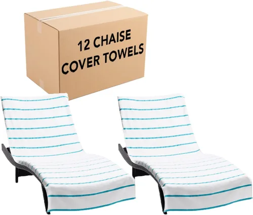 Vista 18 de Arkwright Las Rayas - Funda para tumbona, paquete de 2, toalla de rizo 100% algodón suave a rayas con soporte de bolsillo para playa, piscina, silla