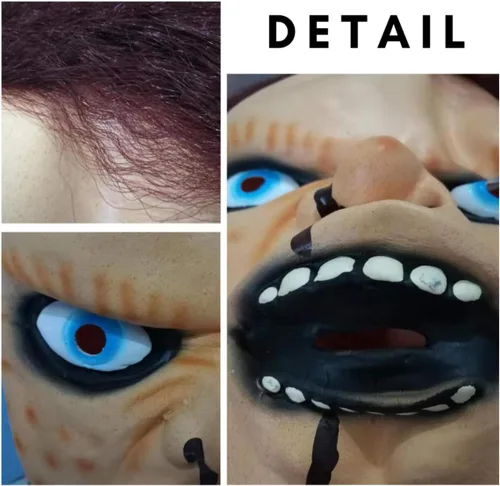 Vista 5 de Máscara aterradora de Halloween, máscara espeluznante de Halloween para niños, máscaras de látex de terror para adultos, figuras de acción