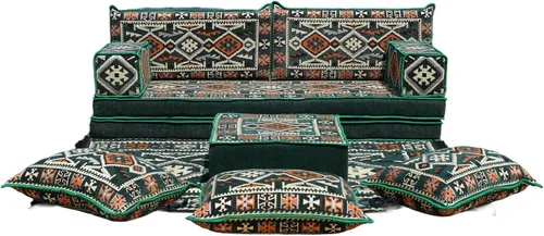 Vista 39 de arabicsofa Sofá Tradicional Árabe para Piso – Juego de Cojines Modulares para Sala de Estar Azul