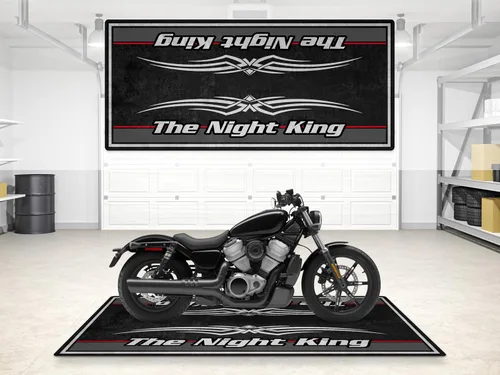 Vista 8 de Tapete de garaje con letras The Night King para helicóptero y motocicletas personalizadas, tapete de estacionamiento, alfombra antideslizante