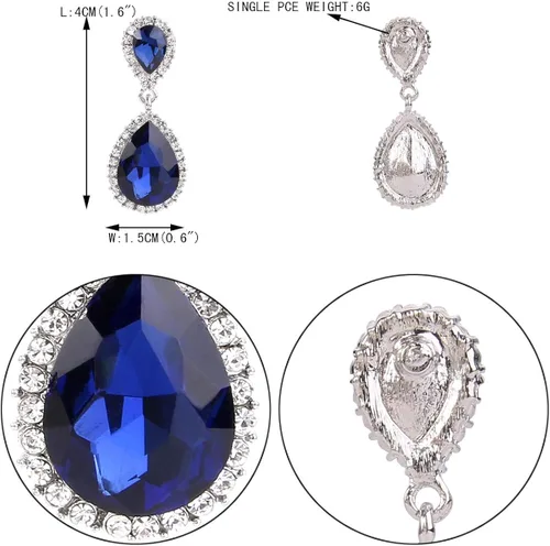 Vista 6 de EVER FAITH Aretes colgantes de cristal austriaco para mujer, Cristal