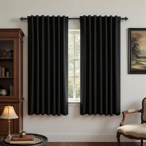Vista 71 de KOUFALL - Cortinas de medio estilo francés de lino para ventana, juego de 2 cortinas cortas de 40 pulgadas de longitud, para privacidad, cortinas