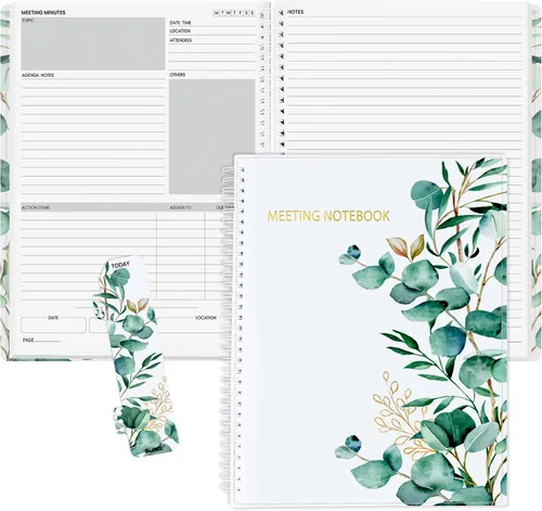 Vista 10 de SUNEE Half Meeting Half Note - Cuadernos profesionales de 8.5"x11" para el trabajo - 160 páginas, planificador de proyectos de tamaño A4, agenda