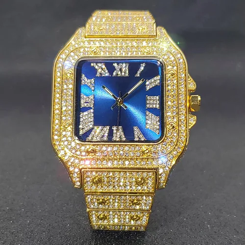 Vista 2 de PLADEN Mens Diamond Watch Bling Iced Out Watch Fashion Crystal Big Face Watch Quartz Gold Silver Hip Hop for Men Watch