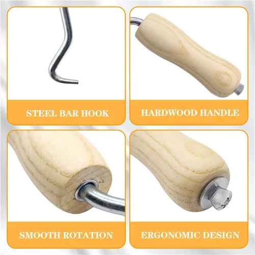 Vista 3 de mankk 2 unids Rebar Wire Twister Tie Twister Tool Concrete Metal Wire Twisting Fence Tool Pull Tie Wire Twister Mango de agarre de madera