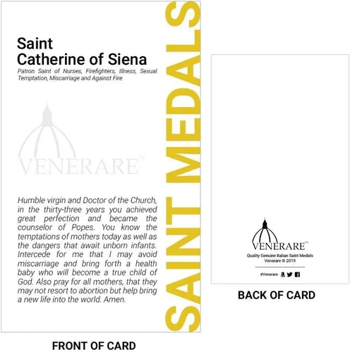 Vista 2 de Medalla de Santa Catalina de Siena de 1 pulgada con tarjeta de oración Encanto duradero y detallado Medalla colgante cardada con oración Joyería