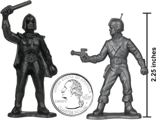 Vista 2 de TimMee Galaxy Laser Team Space Figuras – Negro vs Plata 50 piezas – Hecho en Estados Unidos
