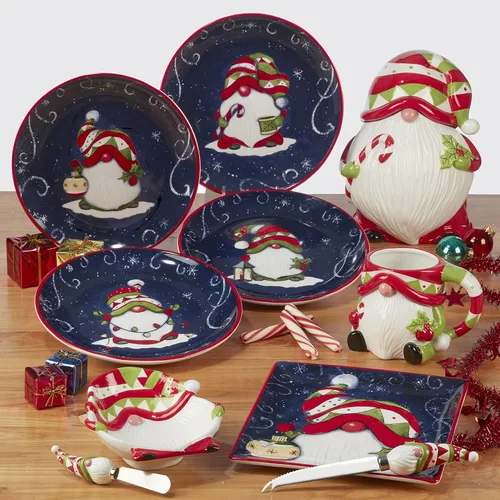 Vista 2 de Certified International Holiday Magic Gnomes - Tazas de 16 onzas, juego de 4