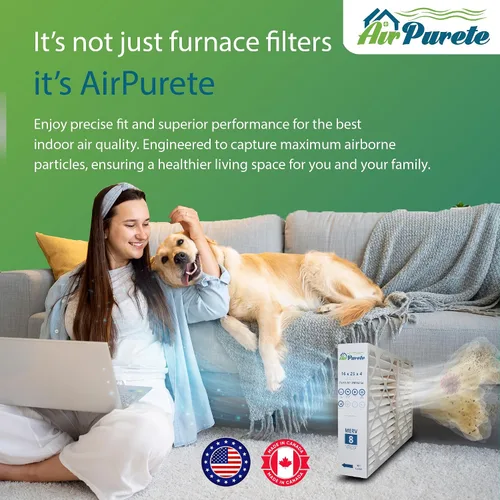 Vista 5 de AirPurete Filtro para Horno 16x25x4 (Tamaño real: 15-1/2" x 24-1/2" x 3-3/4") Reemplazo para Filtros de Aire Plegables HVAC AC para Horno MERV 8