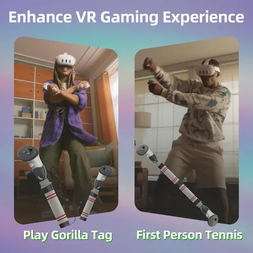 Vista 7 de IGRL Handle Attachments Compatible with Meta Quest 3 Oculus Quest 2 Controller Accessories, Dual Handles Extension Grips for VRMR Games Golf Club