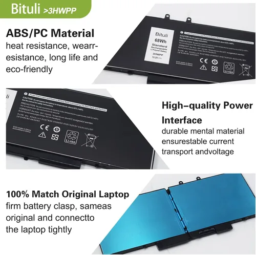 Vista 3 de 3HWPP - Batería de repuesto para Dell Latitude 5410 5510 5501 5401 5411 5511 Precisión 3541 3551 7706 2 en 1 17 7500 7506 2 en 1 negro 03HWPP 10X1J