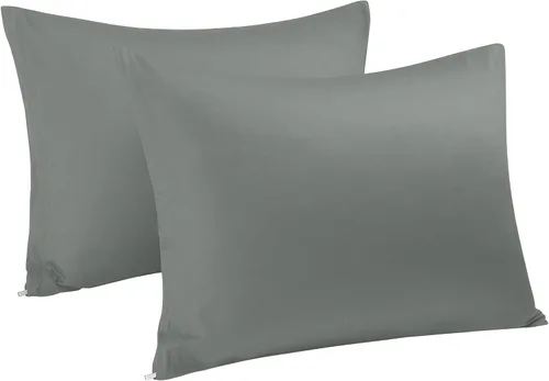 Vista 10 de uxcell Fundas de almohada tejidas de 100% algodón egipcio, fundas de almohada suaves y transpirables con cierre de cremallera, 2 fundas de almohada