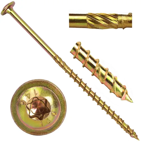 Vista 8 de Tornillos Estructurales, Tornillo de Anclaje de Construcción de 1/4" x 2-1/4" con Cabeza Torx/Estrella de Servicio Pesado, Tornillo de Anclaje