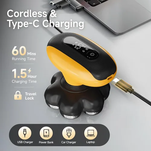 Vista 7 de Afeitadoras de cabeza para hombres calvos, maquinilla de afeitar eléctrica Amarillo