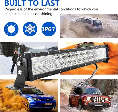 Vista 9 de SKYWORLD 22 pulgadas 270 W triple fila 7D LED barra de luz de trabajo Spot Flood Combo Beam DC 12V-24V 6000K impermeable vehículos todoterreno 4x4