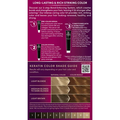 Vista 34 de Schwarzkopf Keratin - Tinte para el cabello rubio, 7.0 rubio ceniza oscuro, coloración permanente de calidad profesional, sistema de refuerzo