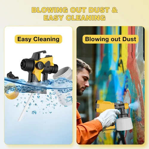 Vista 5 de Pulverizador de pintura inalámbrico compatible con batería Dewalt de 20 V MAX, pistola de pintura en aerosol con recipiente de 47.3 fl oz, pistola