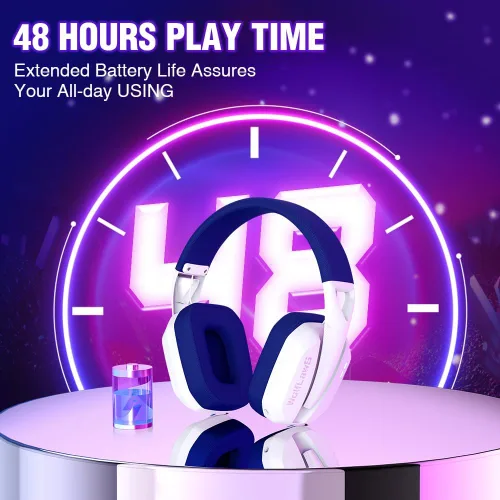 Vista 7 de WolfLawS TA3000 Lightspeed - Auriculares inalámbricos para juegos para PC, PS5, PS4, Nintendo Switch, Bluetooth USB con micrófonos desmontables e