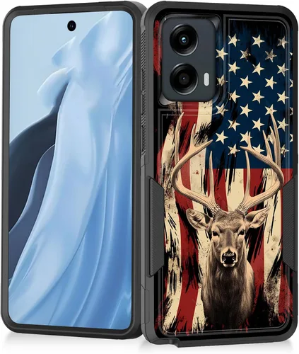 Vista 146 de Funda para Moto G Play 4G 2024, resistente de doble capa híbrida de policarbonato duro, goma suave, a prueba de golpes, funda protectora resistente