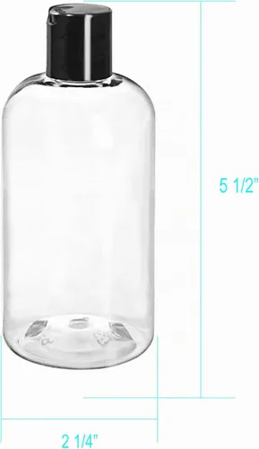 Vista 3 de ljdeals Botellas vacías de plástico transparente de 8 onzas con tapas de disco negras, recipientes recargables exprimibles para champú, lociones