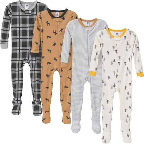 Vista 11 de Gerber - Pijamas con cobertura hasta los pies para bebé, niño - 4 unidades Osos y Camiones Gris