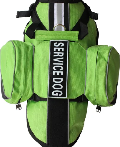 Vista 2 de Mochila de servicio para perro, chaleco de arnés extraíble con parches de etiquetas (verde, S)