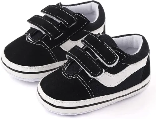 Vista 2 de haozaye Zapatos para bebés niños y niñas, suela de goma antideslizante, alta calidad, piel sintética, para primeros pasos, para cuna, recién