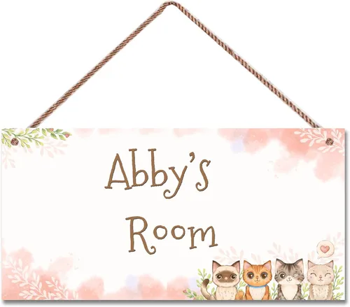 Vista 6 de Letreros personalizados de animales de dibujos animados para la cueva de hombrecito, letrero de gatos lindos, letrero personalizado para habitación