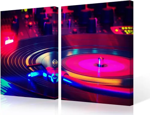 Vista 64 de Lienzo decorativo para pared, diseño de DJ Music Mixes the Track HD impreso en pinturas, 2 piezas, imágenes abstractas para sala de estar, obra