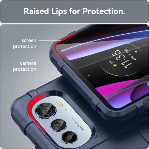 Vista 6 de Funda delgada para Motorola Edge 2022, resistente funda delgada con protección de lente de cámara de grado militar a prueba de golpes, probada