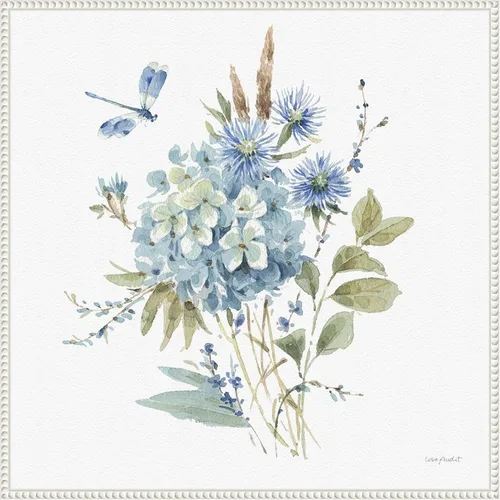 Vista 9 de Amanti Art Lisa Audit - Lienzo enmarcado para pared, 16 x 16 pulgadas, azul bohemio 04A (Ramo de flores) por Lisa Audit, lienzo enmarcado