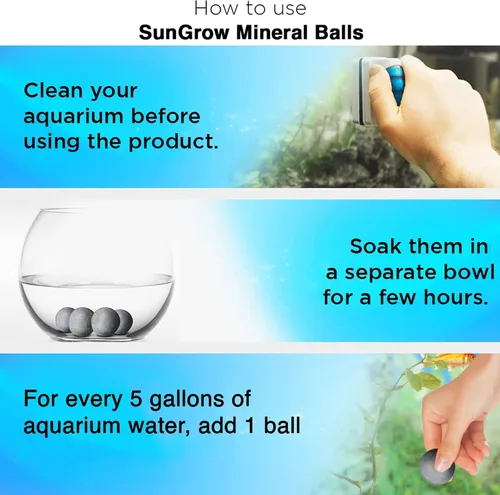 Vista 4 de SunGrow Betta Balls, acondicionador de agua con más de 30 elementos beneficiosos para peces tropicales, decoración de equilibrio de pH de tanque