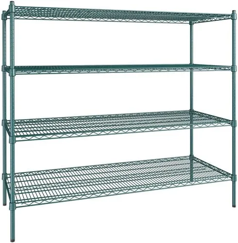 Vista 142 de Kit de 4 estantes de epoxi verde NSF de 21 x 72 pulgadas con postes de 86 pulgadas, estantería de almacenamiento resistente, kit de estantería