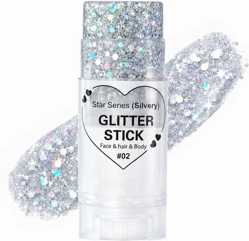 Vista 8 de Go Ho Patriotic Body Glitter Stick, accesorios del 4 de julio, rojo, blanco