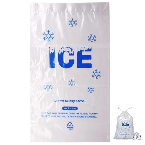 Vista 10 de 200 UNIDADES Bolsas de Hielo de Plástico con Cordón de 3 lb. 9 x 15.5 Pulgadas Bolsas de Hielo de Plástico Resistentes con Cordón de Plástico