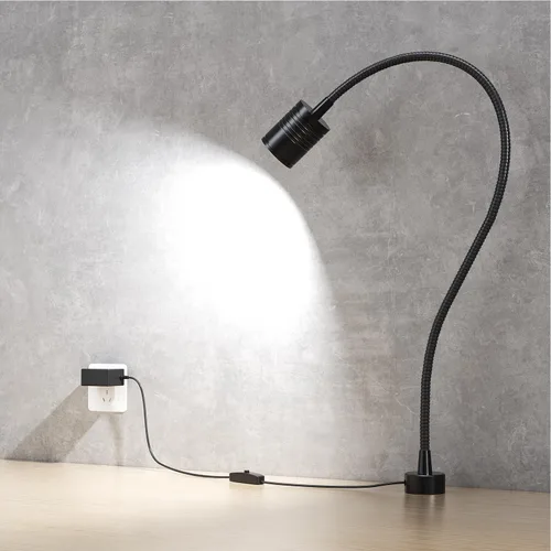 Vista 7 de Luz de trabajo magnética LED de 15.748 in Lámpara de cuello de cisne flexible 500 lúmenes 120 voltios para máquina de coser, torno de fresado
