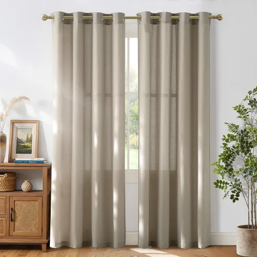 Vista 254 de NICETOWN - Cortinas de lino angora para ventana de cocina sobre el fregadero, con ojales, lino grueso angora, tratamientos cortos para ventanas